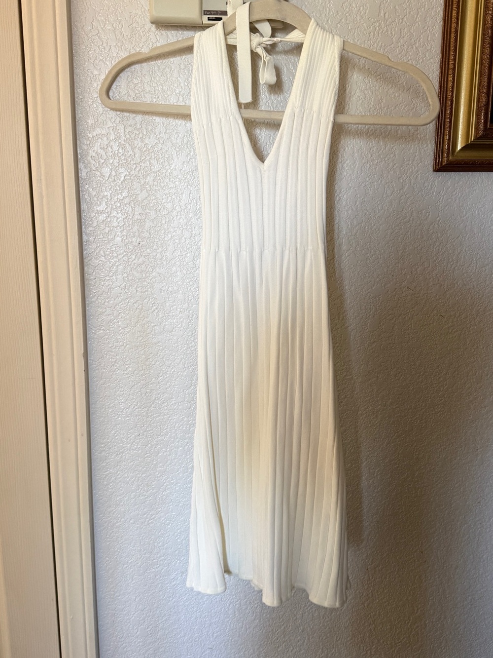 Princess Polly Sleeveless White Halter Pleated Mini dress Xs
